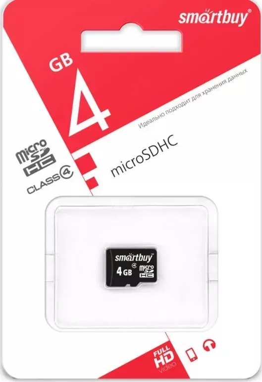 Карта памяти SMARTBUY (SB4GBSDCL4-00) MicroSDHC 4GB Class4