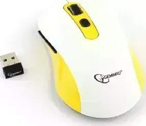 Мышь беспроводная GEMBIRD (17377) MUSW-221-Y, белый/жёлтый