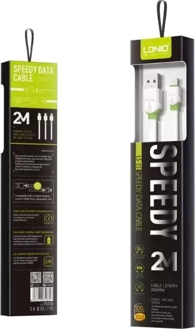 Кабель LDNIO (LD_B4508) LS34/ USB Type-C/ 1m/ 2.4A/ медь: 86 жил/ белый