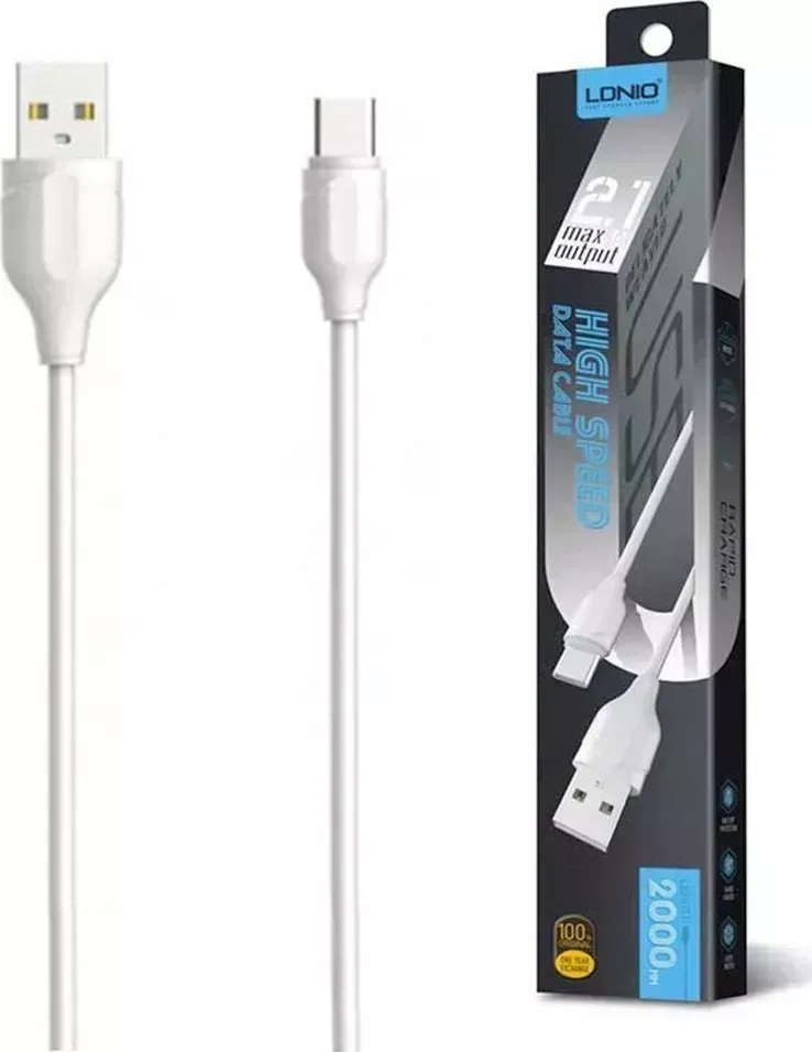 Кабель LDNIO (LD_B4500) LS372/ USB Micro/ 2m/ 2.1A/ медь: 86 жил/ белый