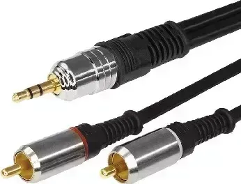 Кабель REXANT (17-4224) ШНУР СТЕРЕО 3,5 ММ - 2 RCA, ДЛИНА 3 МЕТРА (GOLD-МЕТАЛЛ)