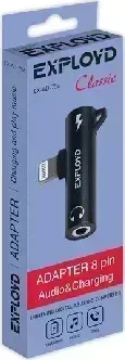 Переходник EXPLOYD EX-AD-756 Jack 3,5mm - 8 Pin Classic черный