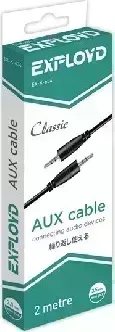 Кабель EXPLOYD EX-K-634 AUX Jack 3,5mm (M) - Jack 3,5mm (M) круглый стерео аудио 2M чёрный Classic