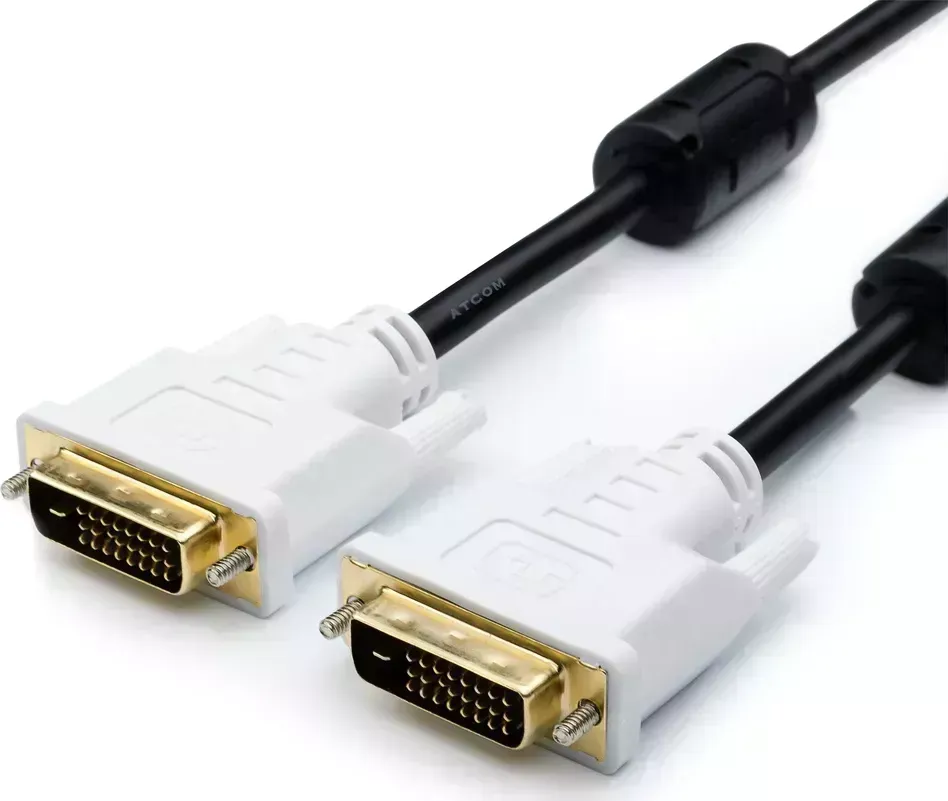 Кабель ATCOM (АТ8057) Dvi-Dvi 2 ferite 24/24pin пакет 24+1(DVI-D) - 1,8 м, черный кабель кабель 2 -