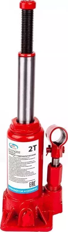 Домкрат AUTOVIRAZH (AV-074202) гидравлический 2 т бутылочный в коробке (красный)
