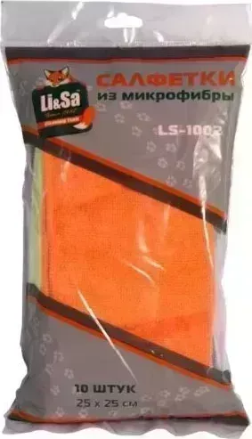 Салфетка LI-SA Салфетки из микрофибры в наборе (10 шт-25х25см) 44430 для автомобиля в
