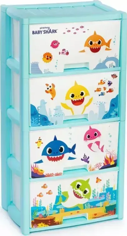 Комод АЛЬТЕРНАТИВА М8485 "BABY SHARK" 4-х секцион.