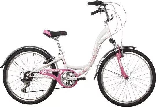 Фото №0 Велосипед NOVATRACK для подростков 24SH6V.BUTTERFLY.11PN22 белый-розовый
