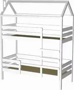 RooRoom Двухярусная кровать-домик кд-7 140x70 белый