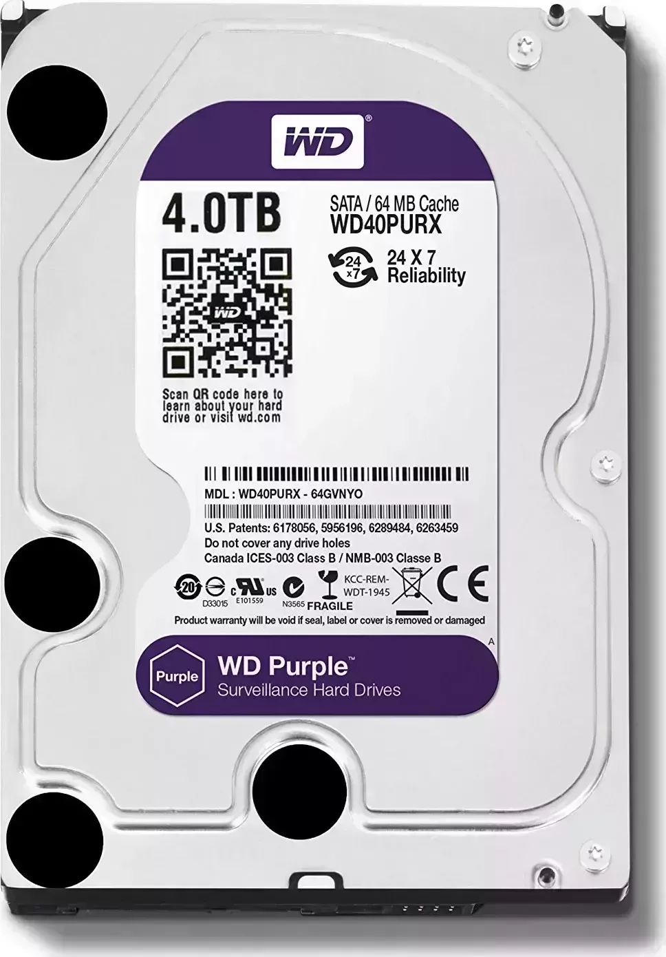 Жесткий диск Western Digital Purple 4 ТБ (WD40PURX)