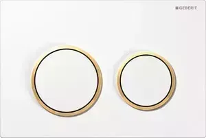 Кнопка смыва Geberit Omega 20 двойной смыв (115.085.KK.1) белый/золото