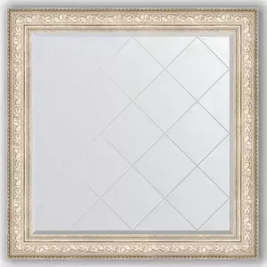 Зеркало Evoform с гравировкой Exclusive-G 110x110 см, в багетной раме - виньетка серебро 109 мм (BY 4469)