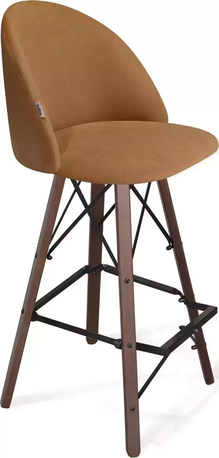 Стул барный SHEFFILTON SHT-ST35/S80 горчичный/темный орех/черный микровелюр/дерево/металл 209718 Cтул
