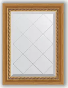 Зеркало Evoform с гравировкой Exclusive-G 53x71 см, в багетной раме - состаренное золото с плетением 70 мм (BY 4002)