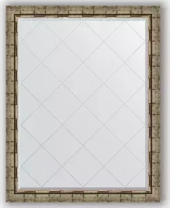 Зеркало Evoform с гравировкой Exclusive-G 93x118 см, в багетной раме - серебряный бамбук 73 мм (BY 4351)