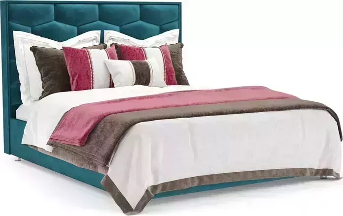 Кровать Mebel Ars Рица 160 см (бархат сине-зеленый STAR VELVET 43 BLACK GREEN)