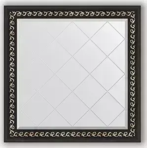 Зеркало Evoform с гравировкой Exclusive-G 85x85 см, в багетной раме - черный ардеко 81 мм (BY 4311)