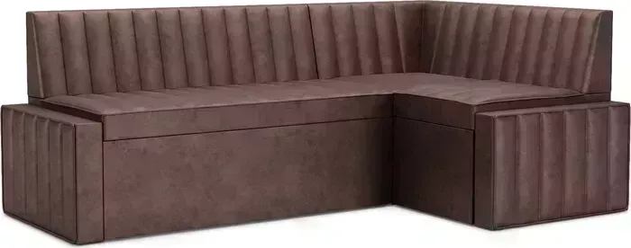 Кухонный диван Mebel Ars Вермут правый угол (бархат серо-шоколадный STAR VELVET 60 COFFEE) 213х82х133 см