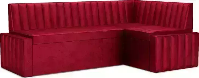 Кухонный диван Mebel Ars Вермут правый угол (бархат красный STAR VELVET 3 DARK RED) 213х82х133 см