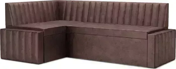 Кухонный диван Mebel Ars Вермут левый угол (бархат серо-шоколадный STAR VELVET 60 COFEE) 213х82х133 см