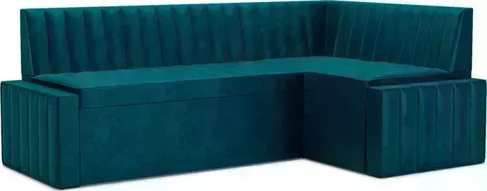Кухонный диван Mebel Ars Вермут правый угол (бархат сине-зеленый STAR VELVET 43 BLACK GREEN) 193х82х113 см