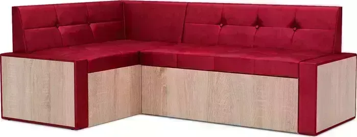 Кухонный диван Mebel Ars Таллин левый угол (бархат красный STAR VELVET 3 DARK RED) 190х83х120 см