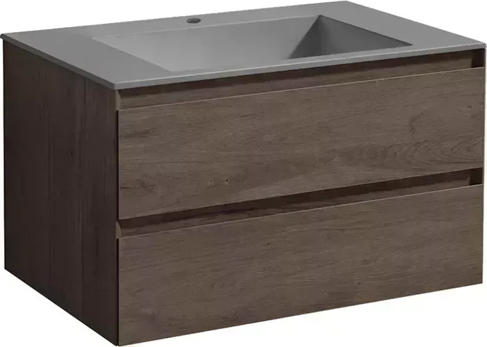 Тумба с раковиной Vincea с Luka 80х48 R.Oak, серая раковина (VMC-2L800RO, VCB-13800G)