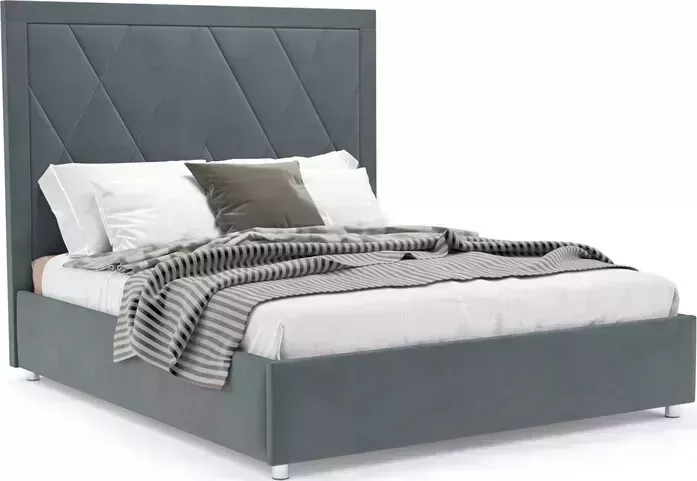 Кровать Mebel Ars Треви 140 см (велюр серо-синий HB-178 26)