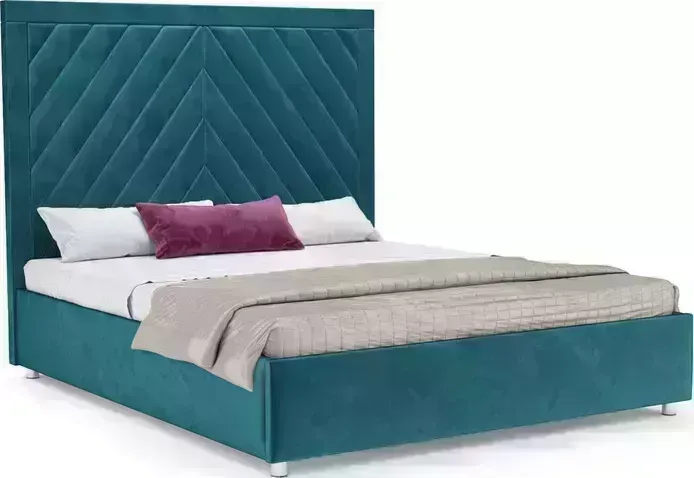 Кровать Mebel Ars Мишель 160 см (бархат сине-зеленый STAR VELVET 43 BLACK GREEN)