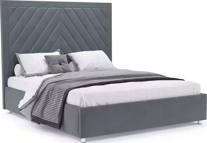 Кровать Mebel Ars Мишель 160 см (велюр серо-синий HB-178 26)