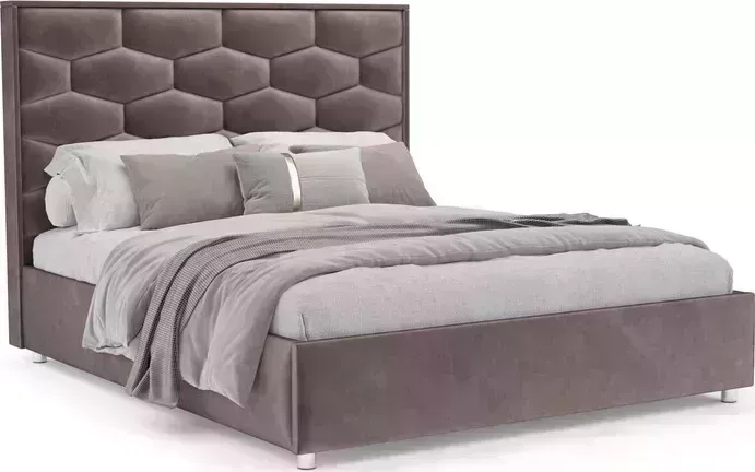Кровать Mebel Ars Рица 160 см (бархат серо-шоколадный STAR VELVET 60 COFFEE)