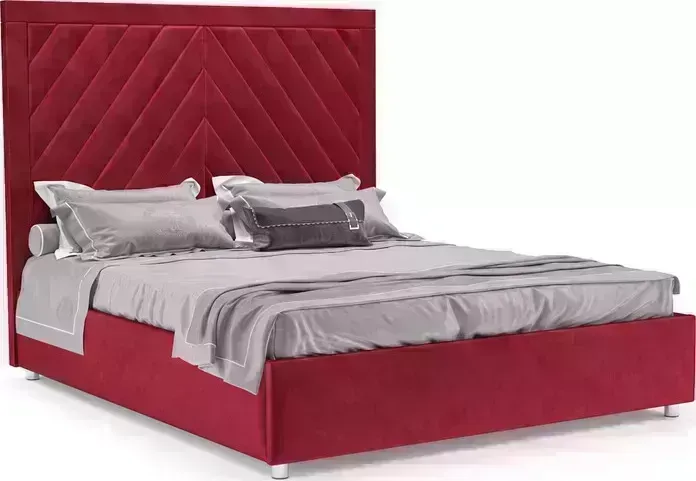 Кровать Mebel Ars Мишель 140 см (бархат красный STAR VELVET 3 DARK RED)