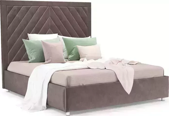 Кровать Mebel Ars Мишель 140 см (бархат серо-шоколадный STAR VELVET 60 COFFEE)