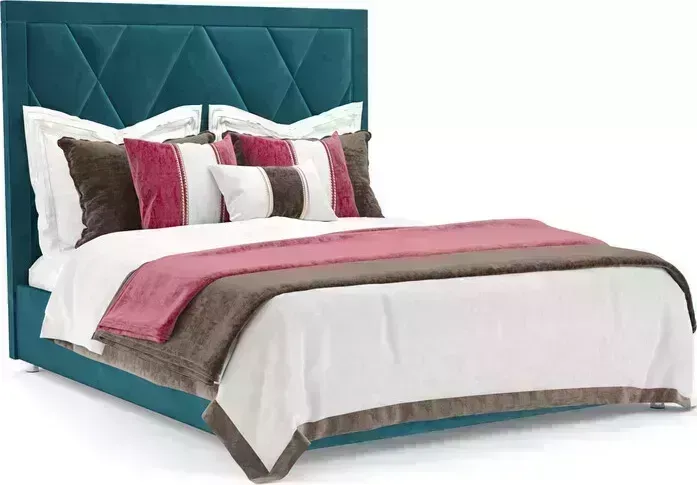 Кровать Mebel Ars Треви 160 см (бархат сине-зеленый STAR VELVET 43 BLACK GREEN)