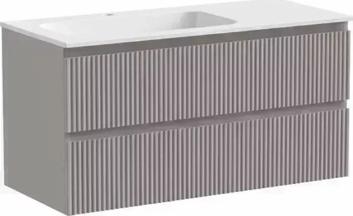Тумба с раковиной Sancos с Snob R 100х45 левая, Doha Soft (SNR100LSM, CN7014)