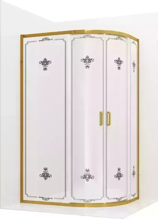 Душевой уголок Ambassador Royal 120х80 прозрачный с рисунком, золото (18015301)