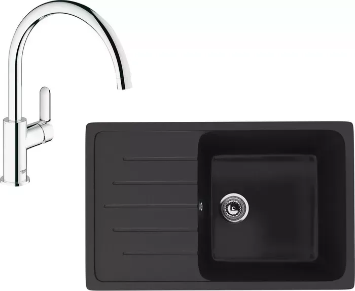 Мойка кухонная и смеситель ULGRAN и смеситель U-400-344 ультра-черный, Grohe BauEdge 31367000