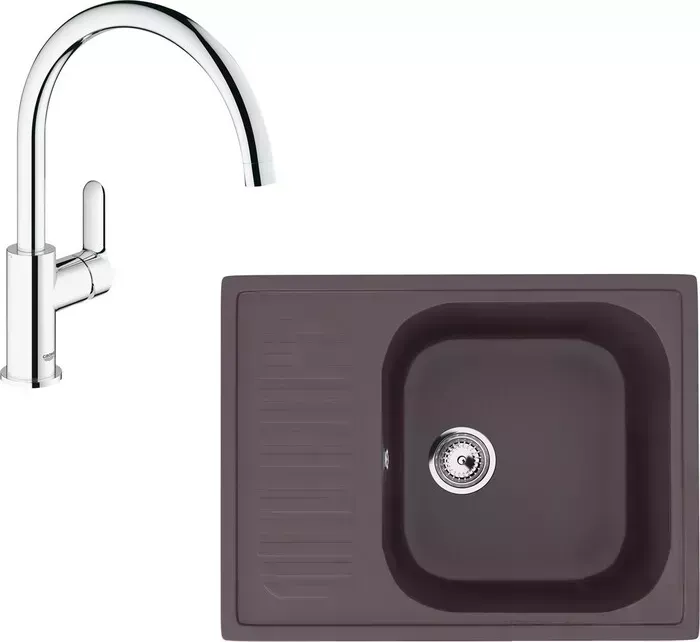 Мойка кухонная и смеситель ULGRAN и смеситель U-202-345 шоколад, Grohe BauEdge 31367000