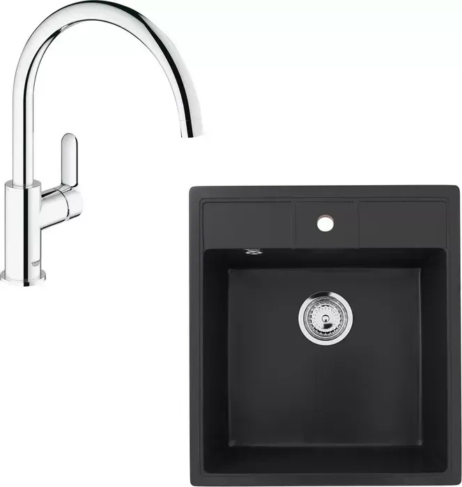 Мойка кухонная и смеситель ULGRAN и смеситель U-406-344 ультра-черный, Grohe BauEdge 31367000