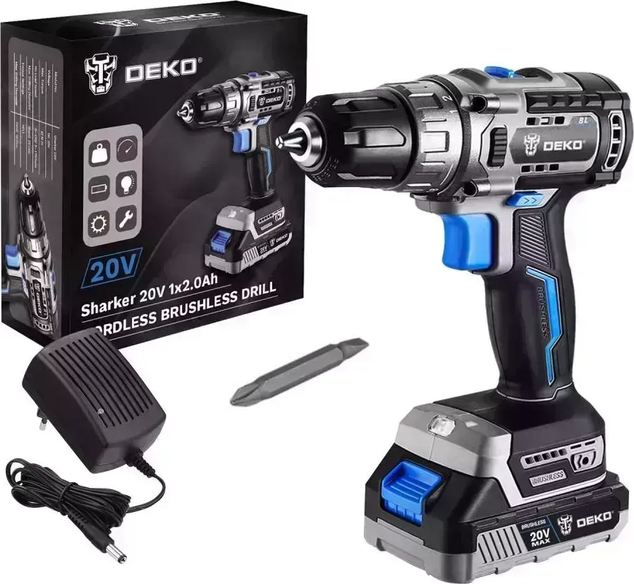 Дрель аккумуляторная DEKO Sharker 20V, 20В, 1*3.0Ач 063-4037