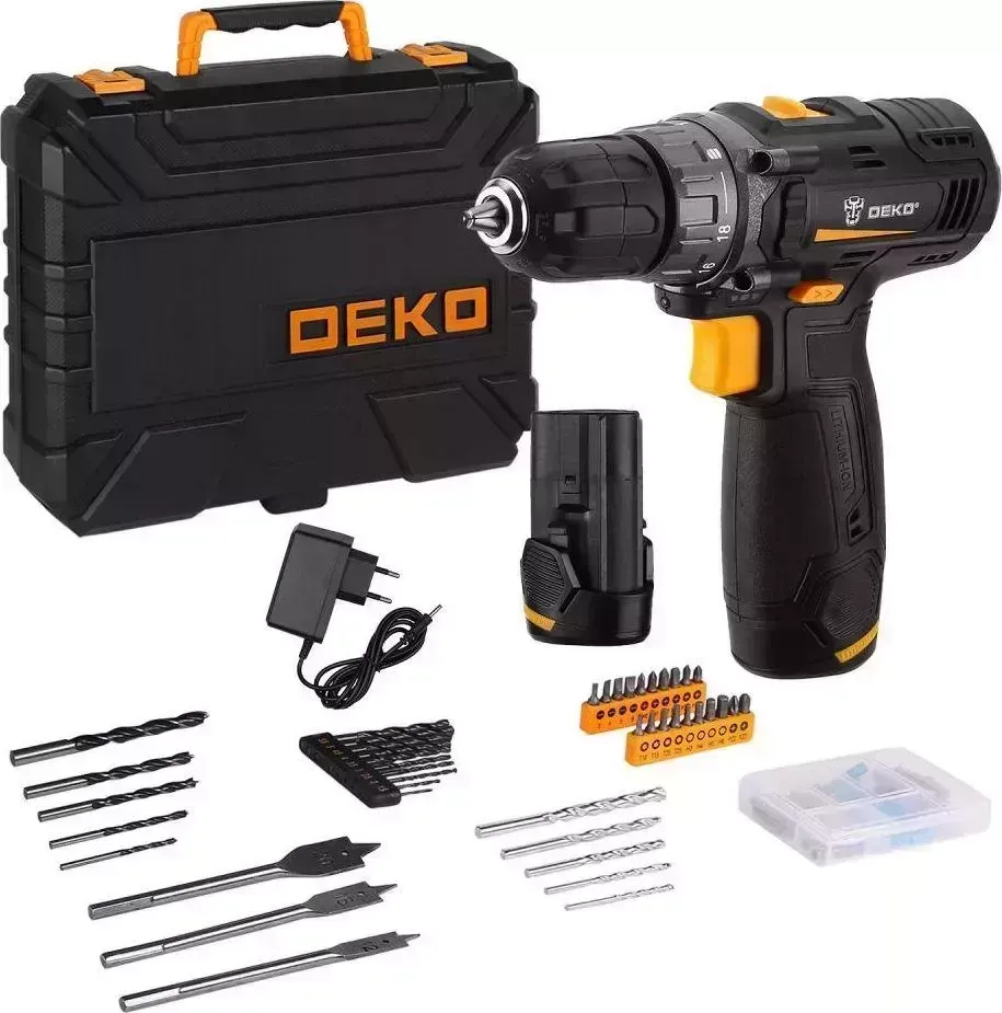 Дрель аккумуляторная DEKO GCD12DU3 SET5 Li-Ion в кейсе + набор инструментов 92 шт
