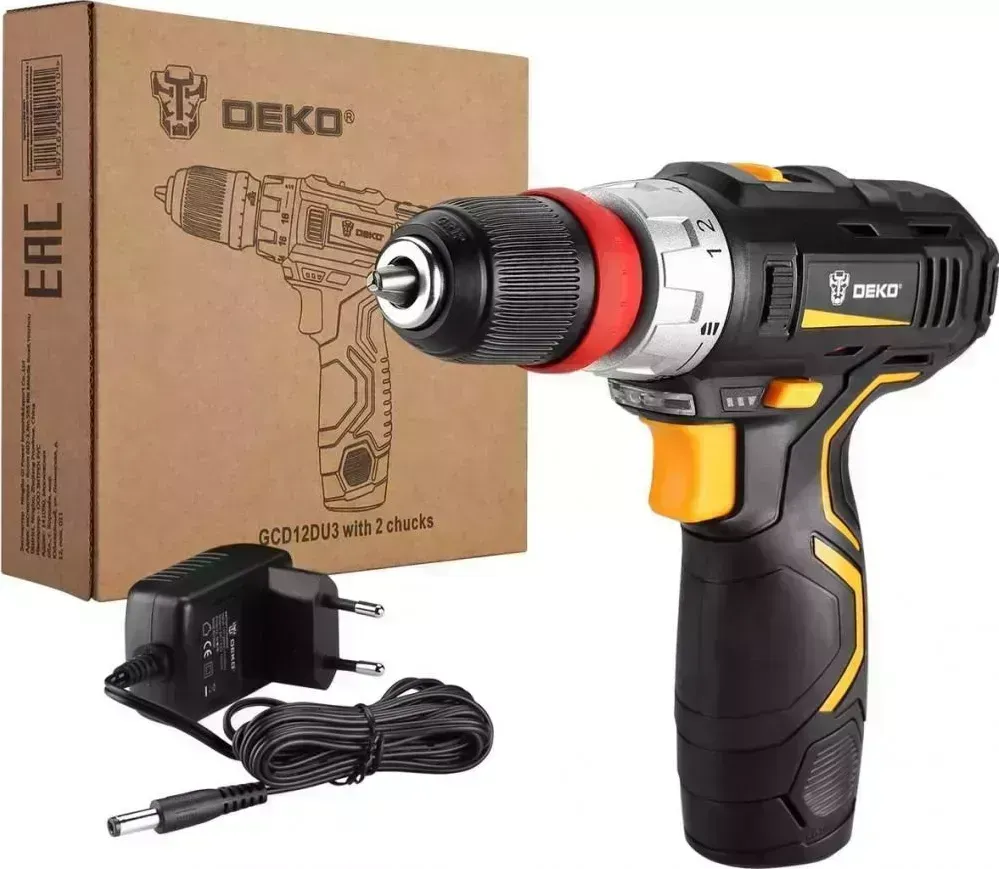 Дрель аккумуляторная DEKO GCD12DU3 Li-Ion со съемным патроном, 32 Нм, 1х1.5 Ач, з/у 063-4114