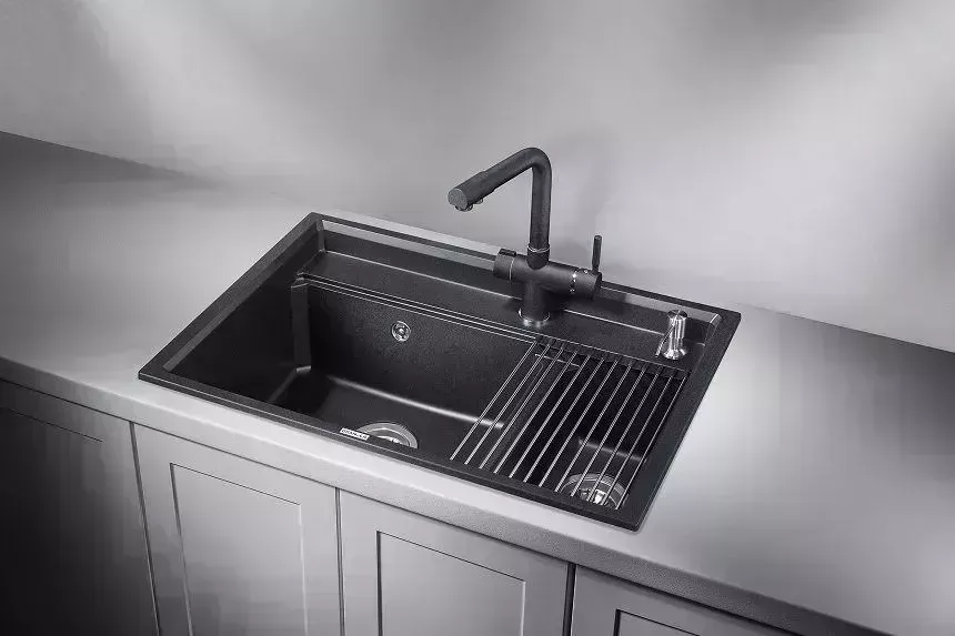 Мойка кухонная GRANULA KS-7302 ЧЁРНЫЙ кварц