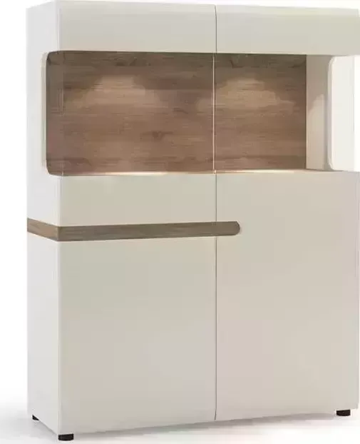 Шкаф АНРЭКС LINATE с витриной 3D-1S/TYP 33, цвет белый/сонома трюфель