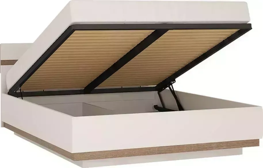 Кровать АНРЭКС LINATE 160/TYP 94-01 с подъемником, цвет белый/сонома трюфель