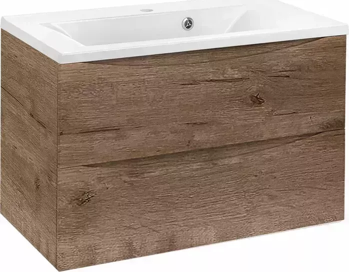 Тумба с раковиной Vincea с Mia 80х45 V.Oak, белая раковина (VMC-2MA800VO, VCB-3M800W)