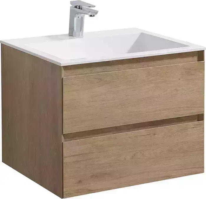Тумба с раковиной Vincea с Luka 60х48 N.Oak, белая раковина (VMC-2L600NO VCB-13600W)