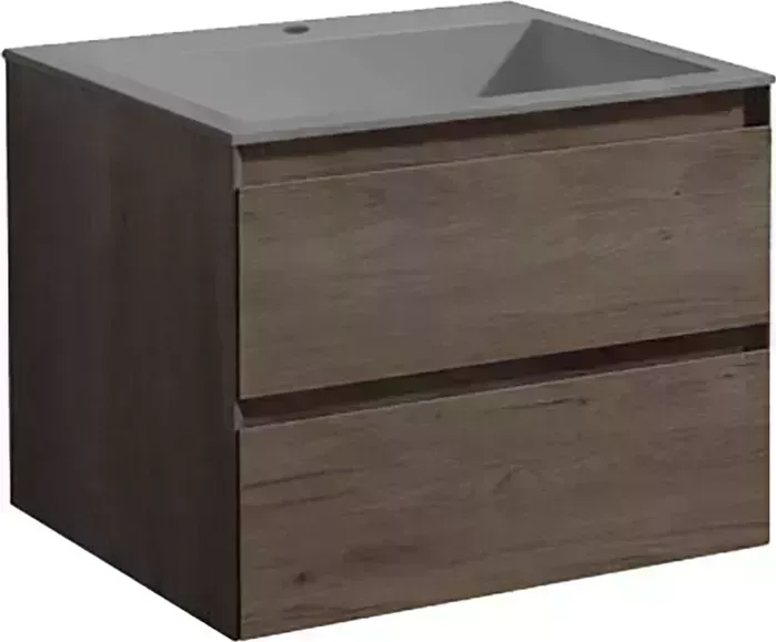 Тумба с раковиной Vincea с Luka 60х48 R.Oak, серая раковина (VMC-2L600RO, VCB-13600G)