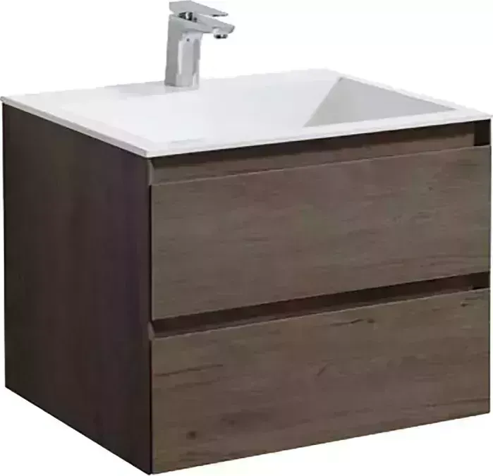Тумба с раковиной Vincea с Luka 60х48 R.Oak, белая раковина (VMC-2L600RO VCB-13600W)