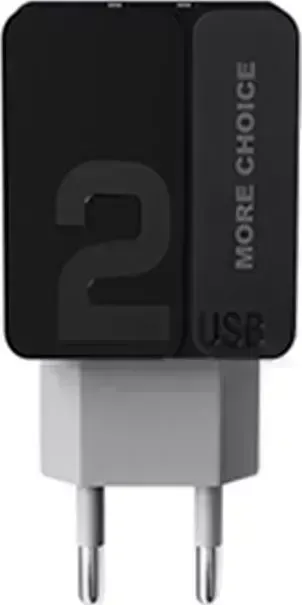 Сетевой адаптер MORE CHOICE (4627151191911) NC46i 2USB 2.4A для Apple 8-pin 1м Black Grey